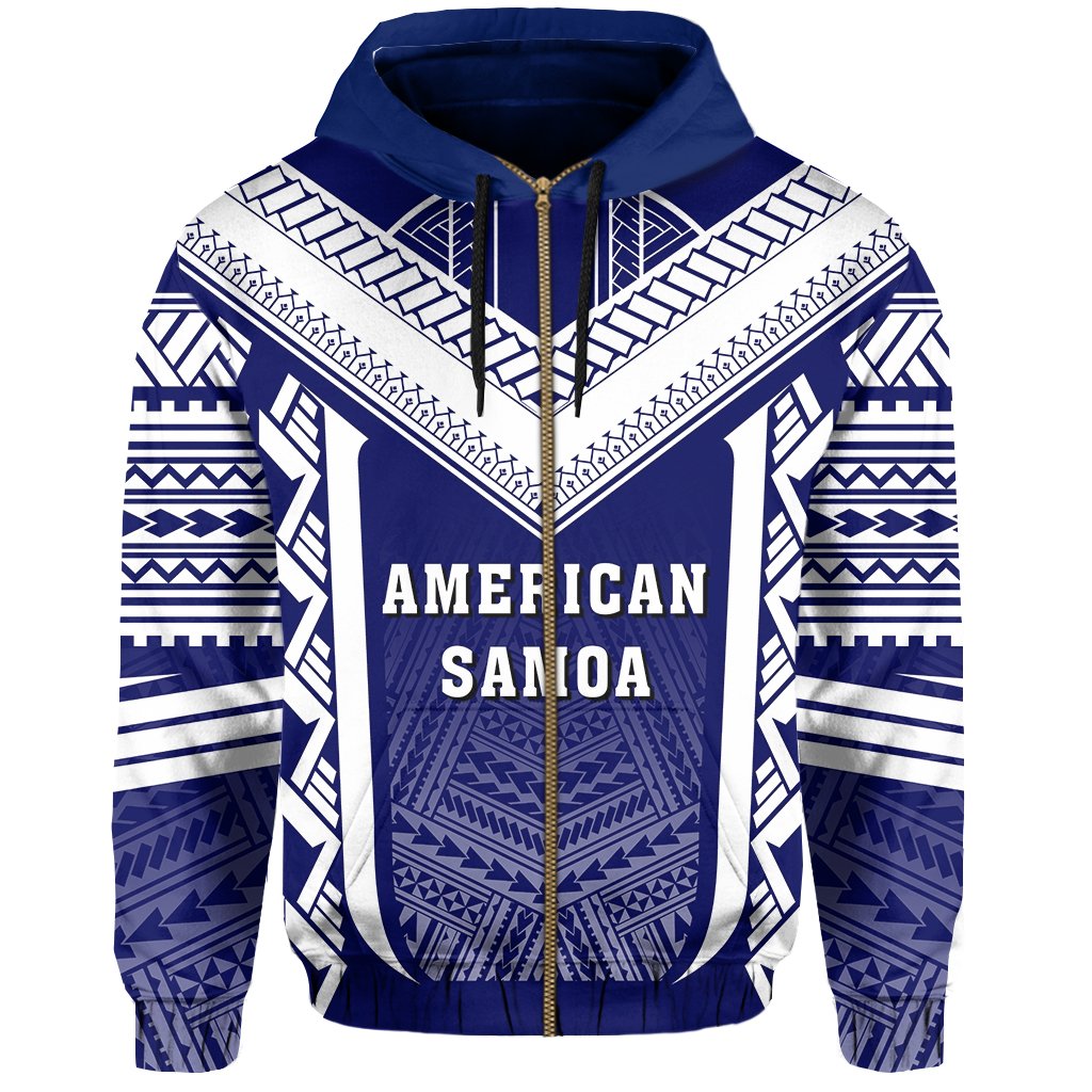 American Samoa Coat Of Arms Polynesian Zip Hoodie Active Blue