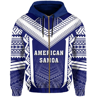 American Samoa Coat Of Arms Polynesian Zip Hoodie Active Blue