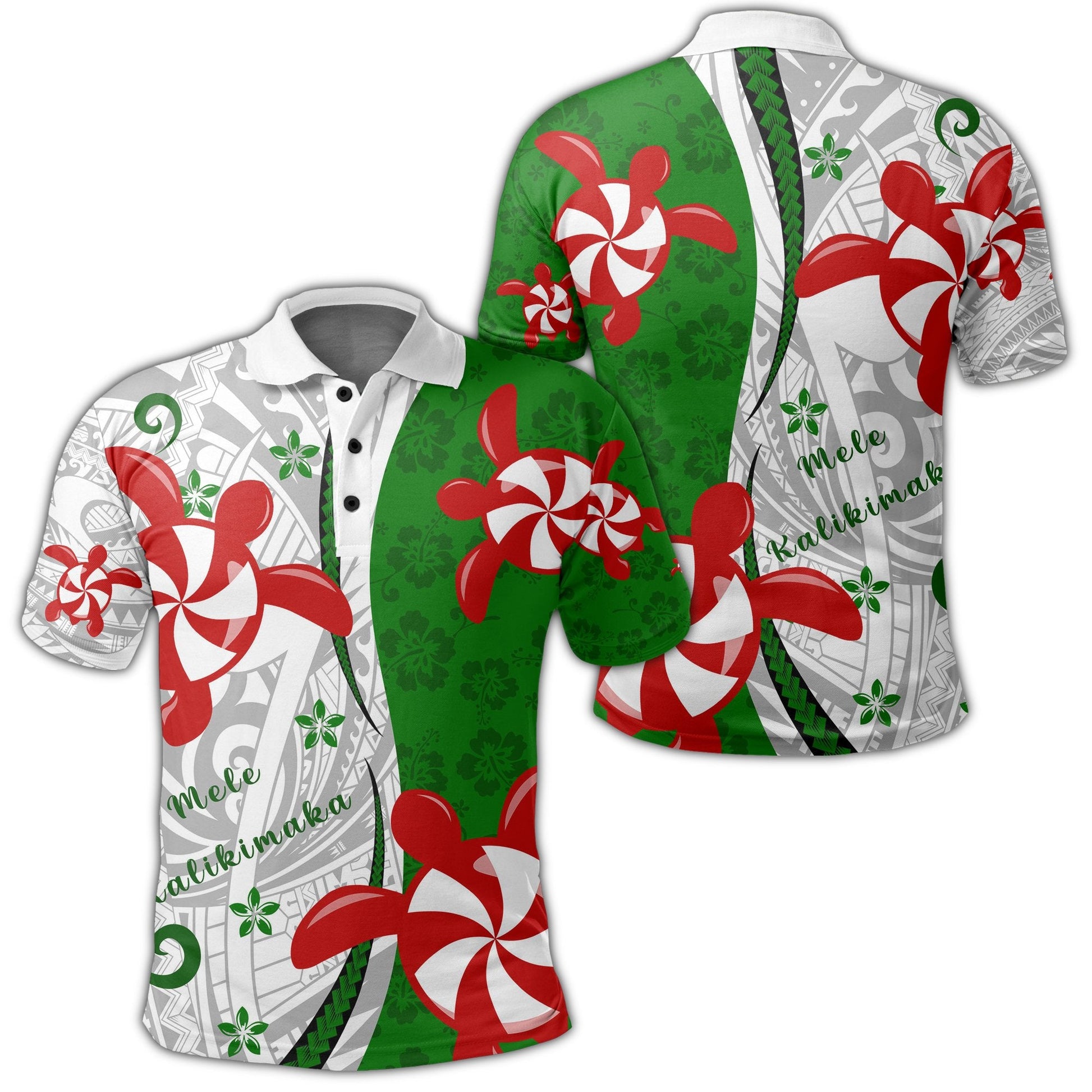 Hawaii Christmas Polynesian Polo Shirt - Turtle Candy - AH