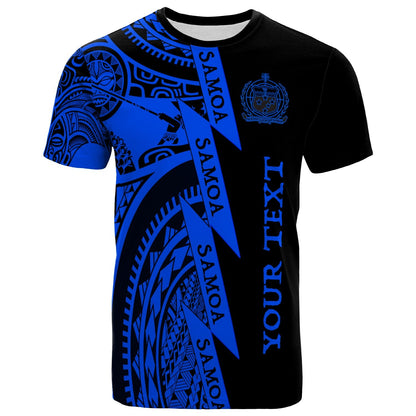 (Custom Personalised Text) Samoa Premium T Shirt Samoa Coat Of Arms Polynesian Tattoo Blue New