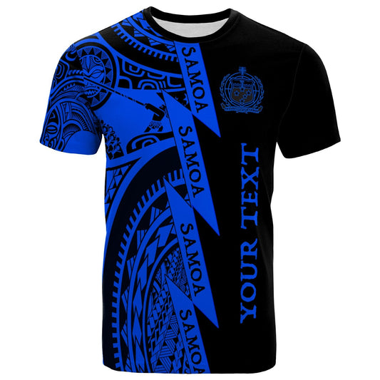 (Custom Personalised Text) Samoa Premium T Shirt Samoa Coat Of Arms Polynesian Tattoo Blue New