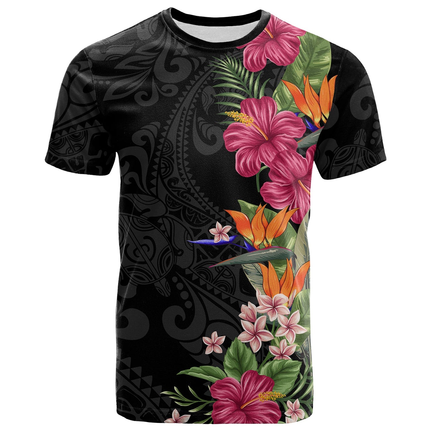 Hawaii Flowers Mix Tribal Pattern T Shirt