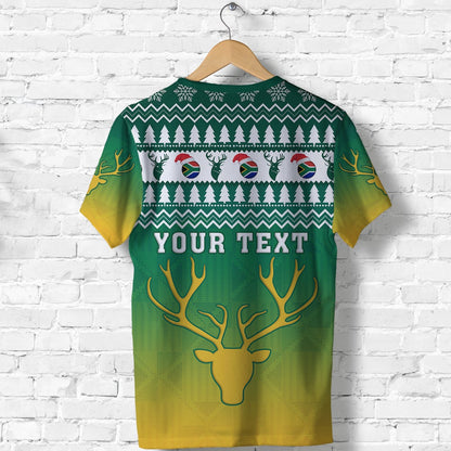 Custom South Africa Rugby Christmas T Shirt Proud Springboks