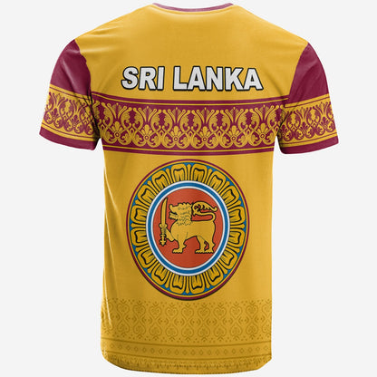 Sri Lanka T Shirt Traditional Pattern and Lion Flag