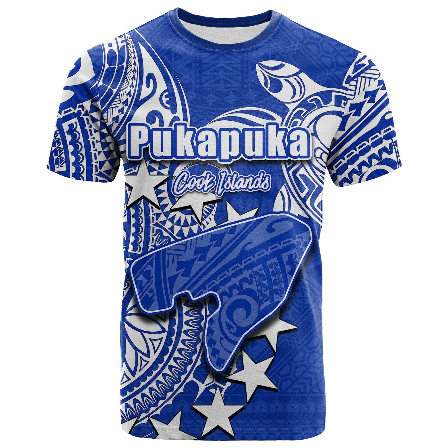 Cook Islands T Shirt Pukapuka  Polynesian Blue Shirt