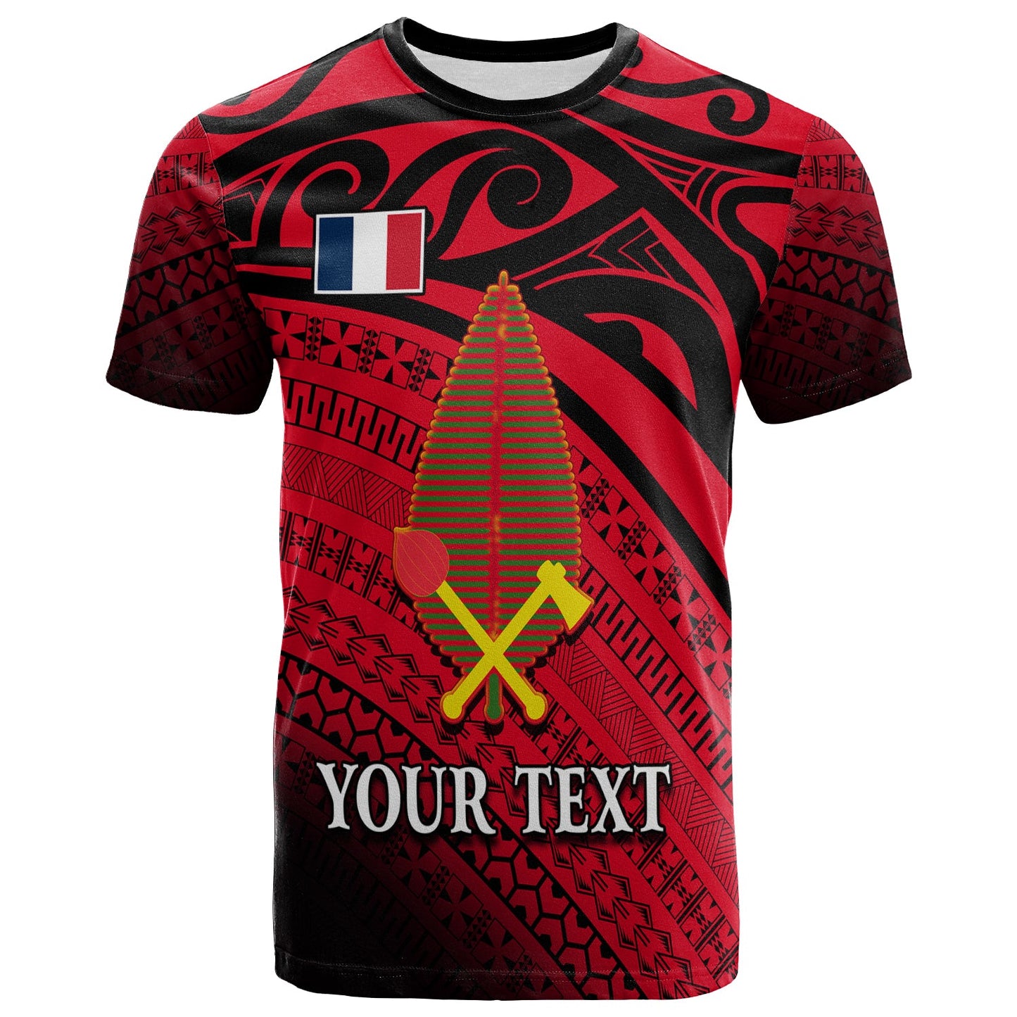 (Custom Personalised) Alo Chiefdom Wallis et Futuna T Shirt Polynesian Pattern and Flag