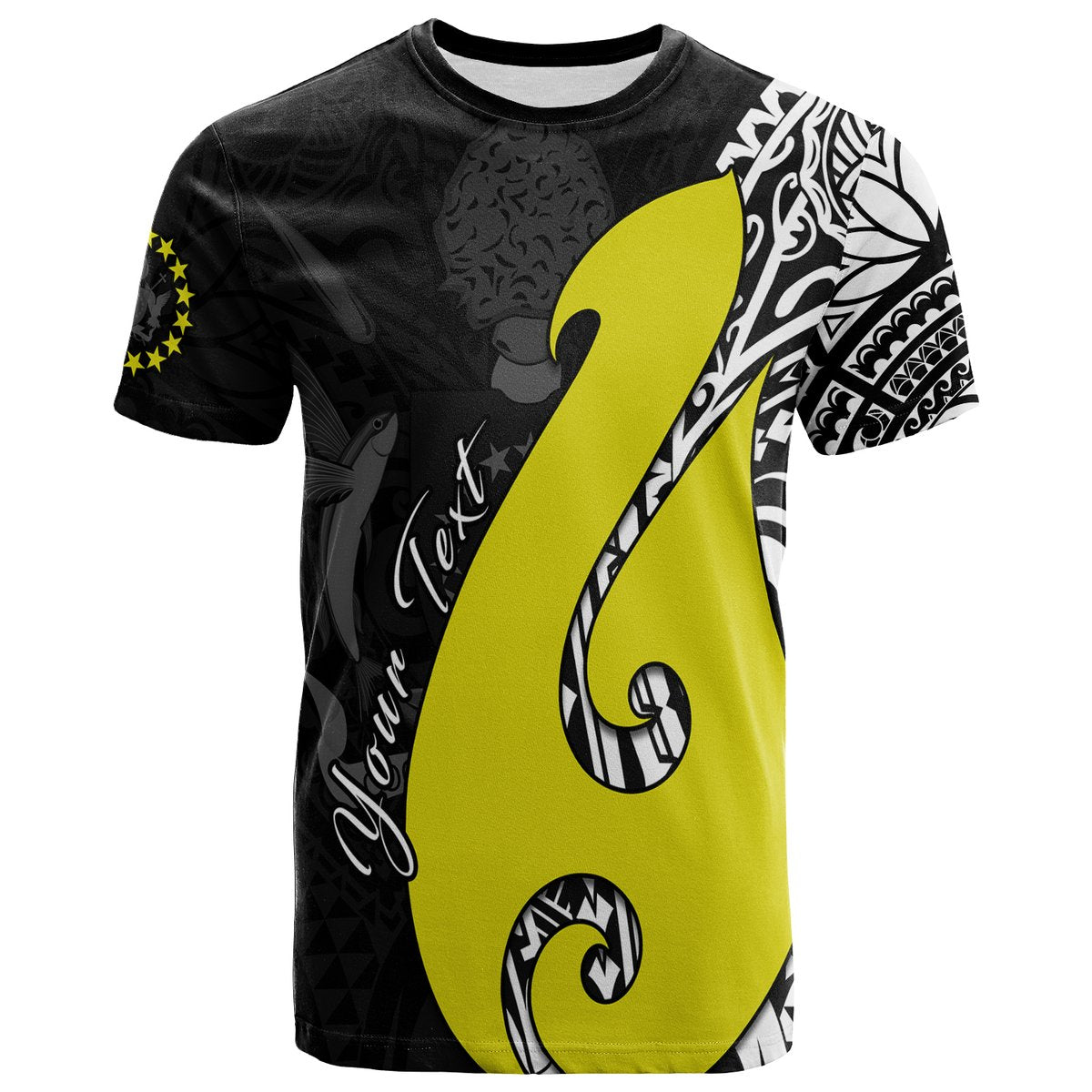 (Custom Personalised) Cook Islands T Shirt Matau Polynesian Simple Fish Hook