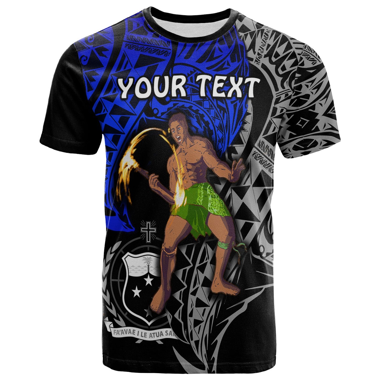 (Custom Personalised) Siva Samoa T Shirt Samoan Dance Mix Blue Polynesian