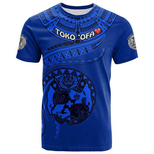 Toko ’Ofa - Tamale Tonga Polynesian T - Shirt - Tonga Waves Mix Logo Blue Black