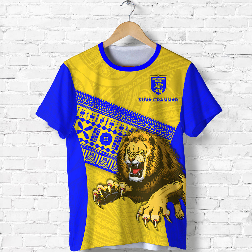 Suva Grammar Fashion T Shirt Fiji School Version Lion Blue