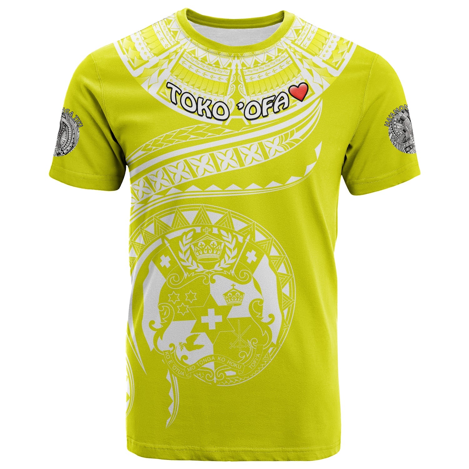 Toko ’Ofa Tonga Polynesian T - Shirt - Tonga Waves Mix Logo Yellow White