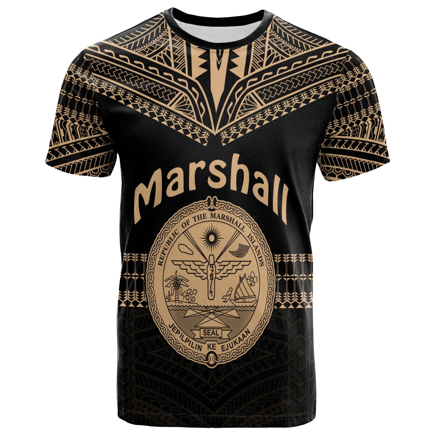 Marshall Islands T Shirt Best Tattoo Version Golden