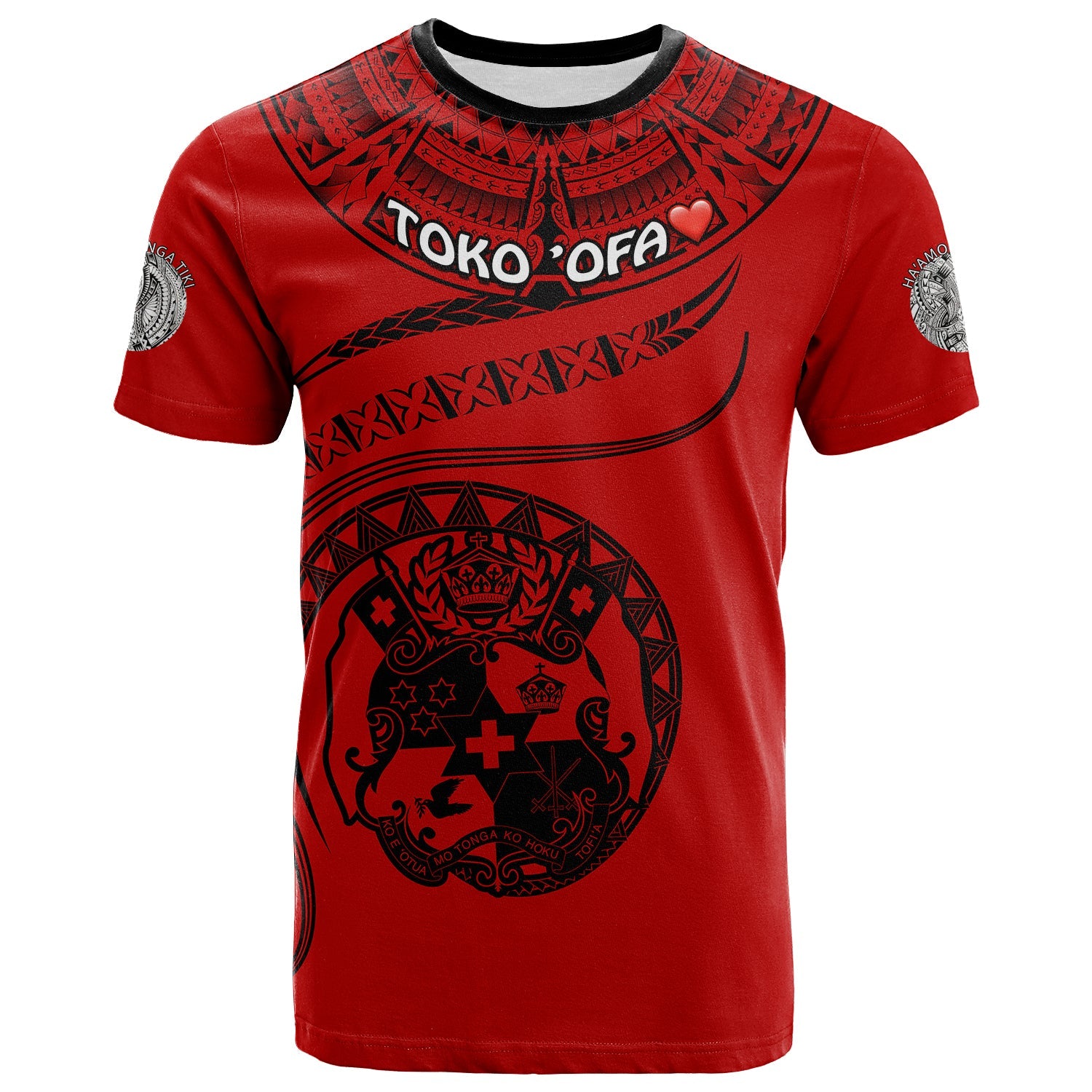 Toko ’Ofa - Toti Lui Tonga Polynesian T - Shirt - Tonga Waves Mix Logo Red Black
