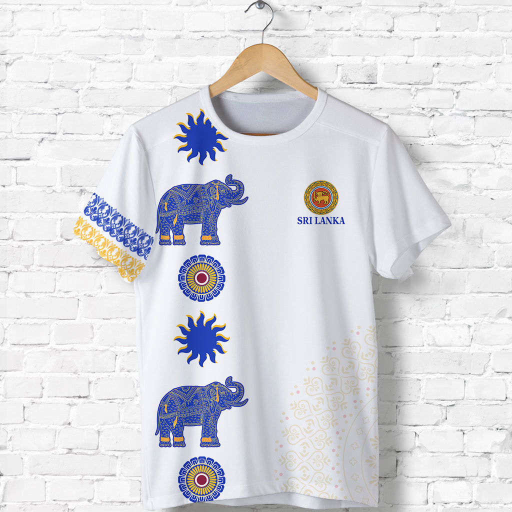 Sri Lanka T Shirt Traditional Pattern and Elephants