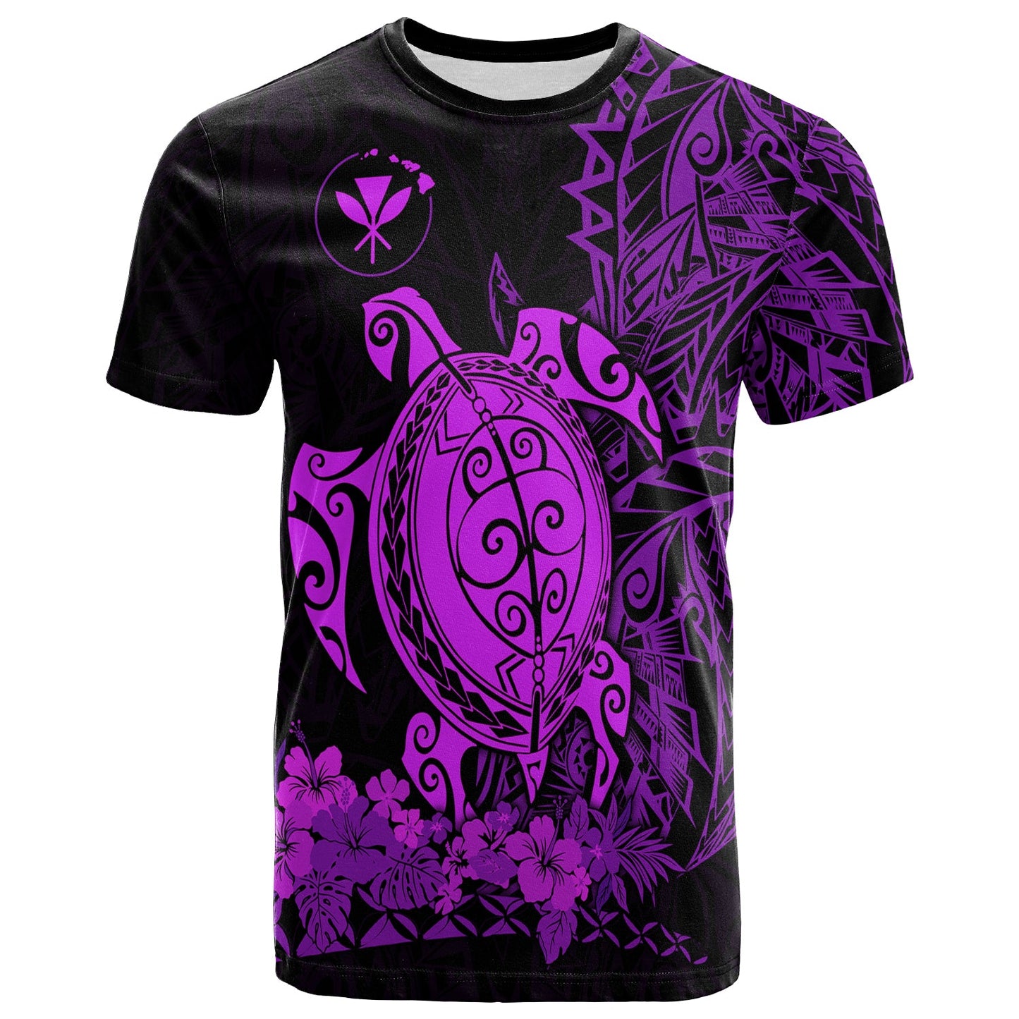 Hawaii Polynesian T Shirt Purple Sea Turtles Hawaiian