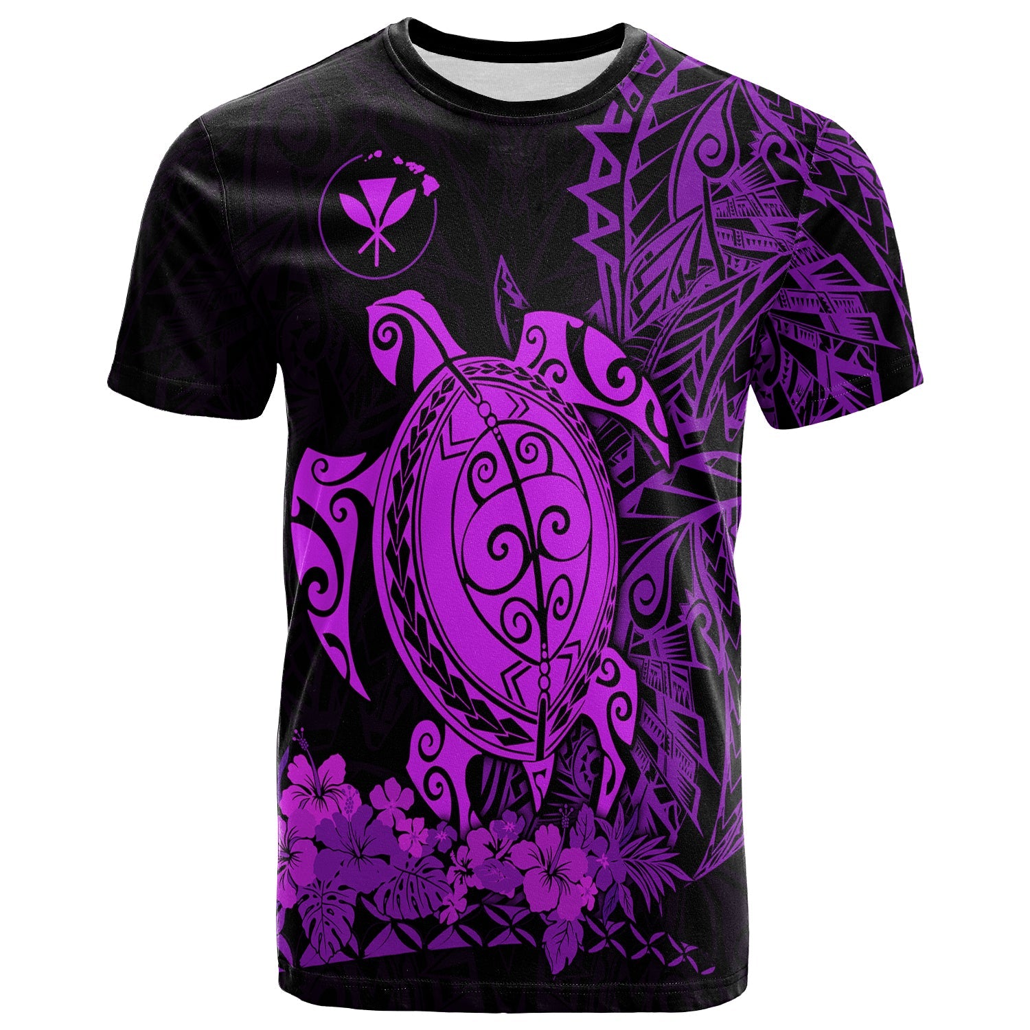 Hawaii Polynesian T Shirt Purple Sea Turtles Hawaiian