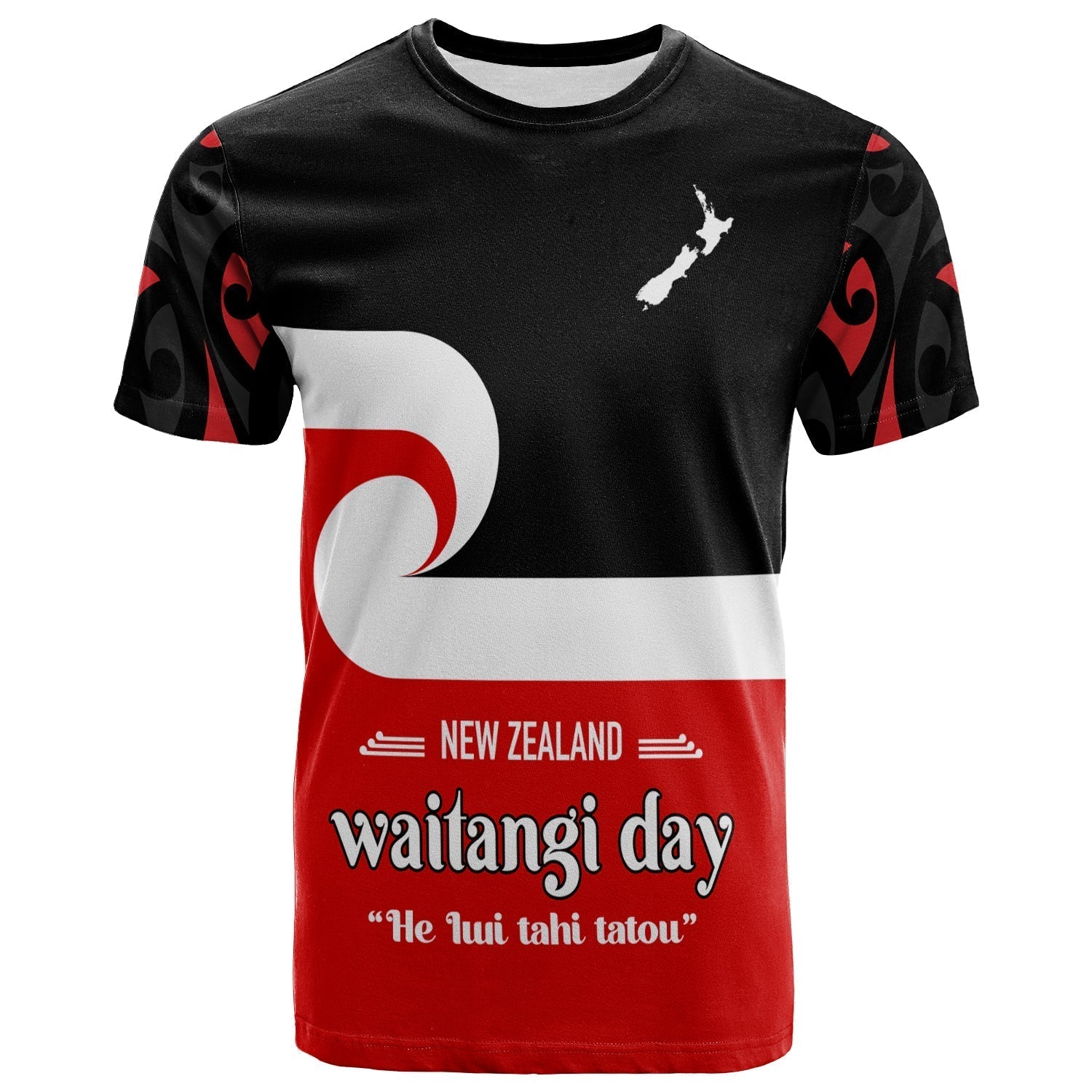 Waitangi Day T Shirt Maori Fern And Tino Rangatiratanga Flag