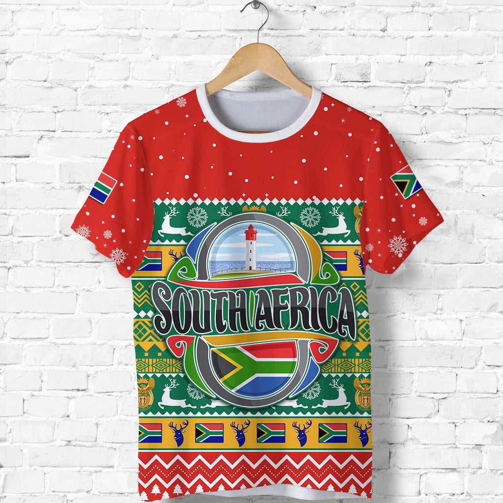 Custom South Africa Christmas T Shirt African Springbok