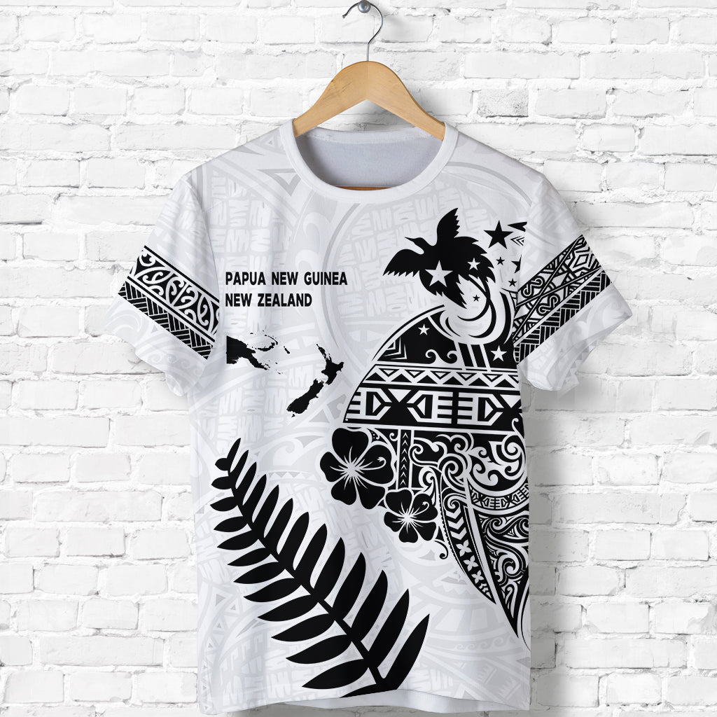 Papua New Guinea And New Zealand T Shirt White Maori Polynesian