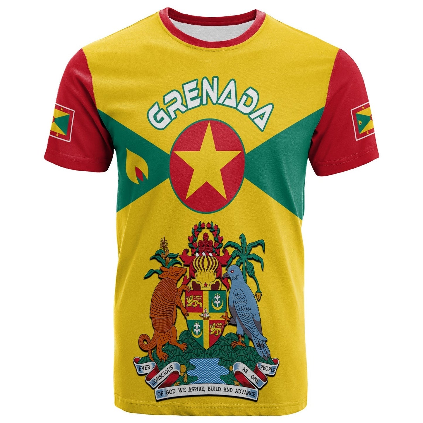 Grenada T shirt Power Grenada Mix Coat of Arms