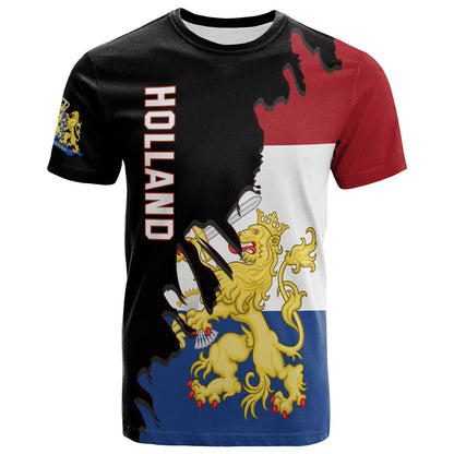 Netherlands T Shirt Style Flag and Map Holland