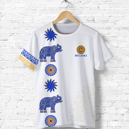 Custom Sri Lanka T Shirt Traditional Pattern and Elephants