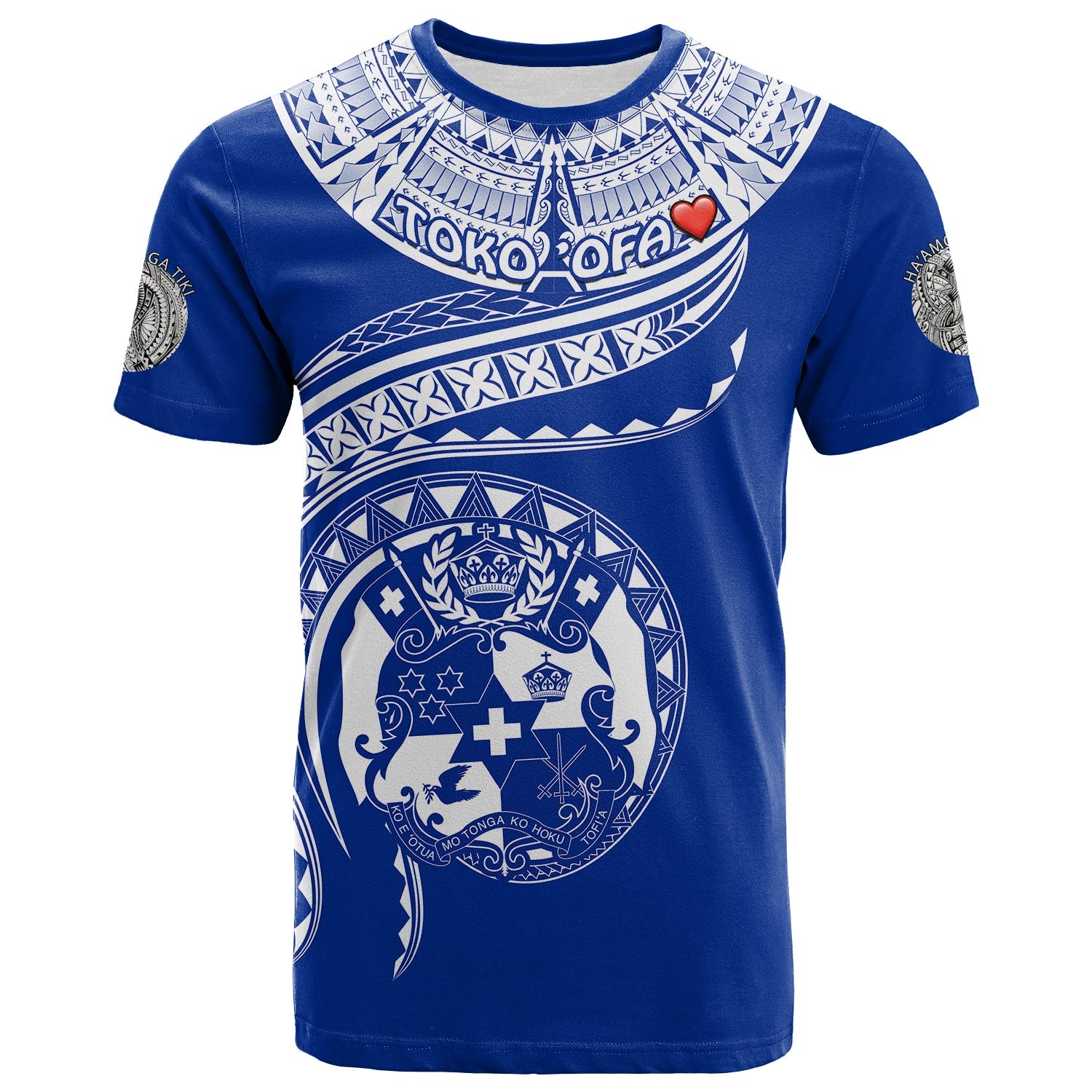 Toko ’Ofa Tonga Polynesian T - Shirt - Tonga Waves Mix Logo Blue White