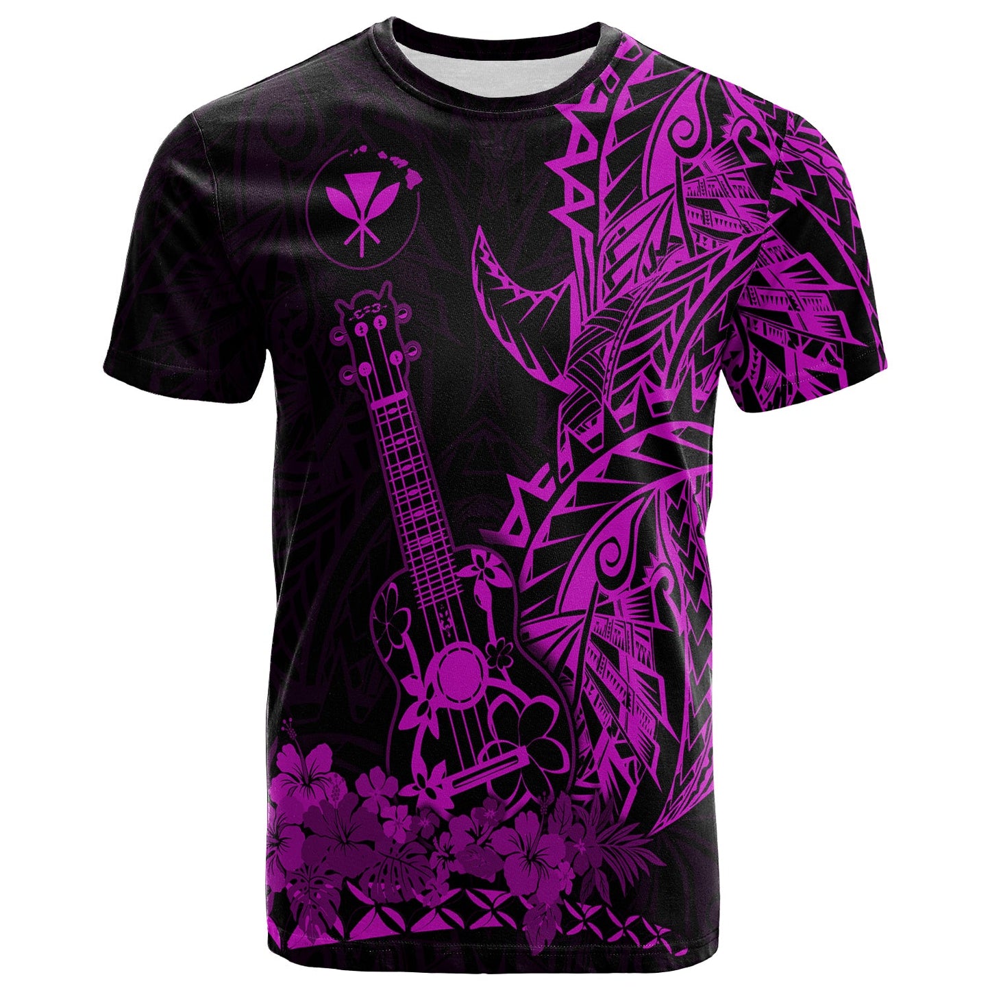 Hawaii Polynesian T Shirt Ukulele Purple