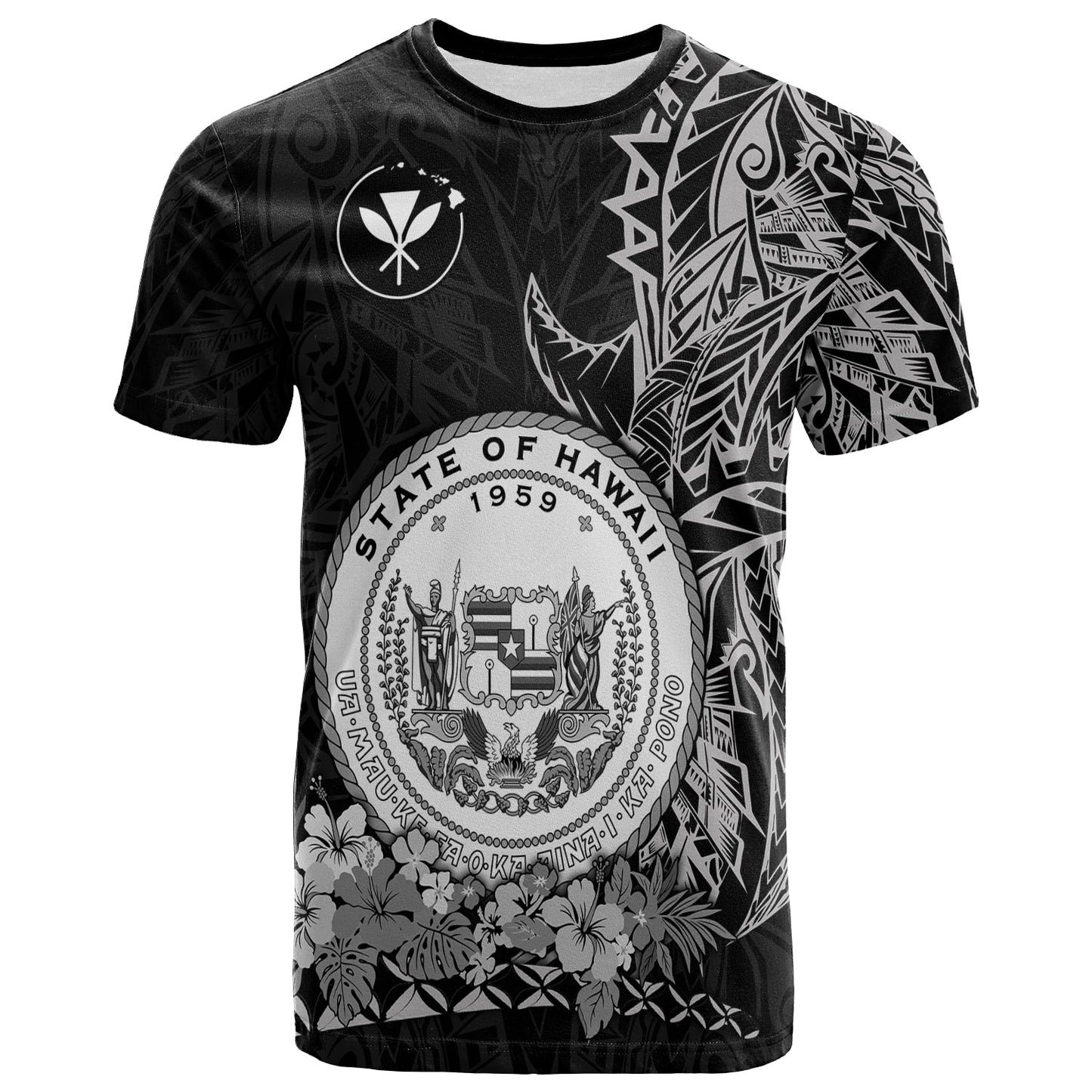 Hawaiian Polynesian T Shirt White Seal of Hawaii