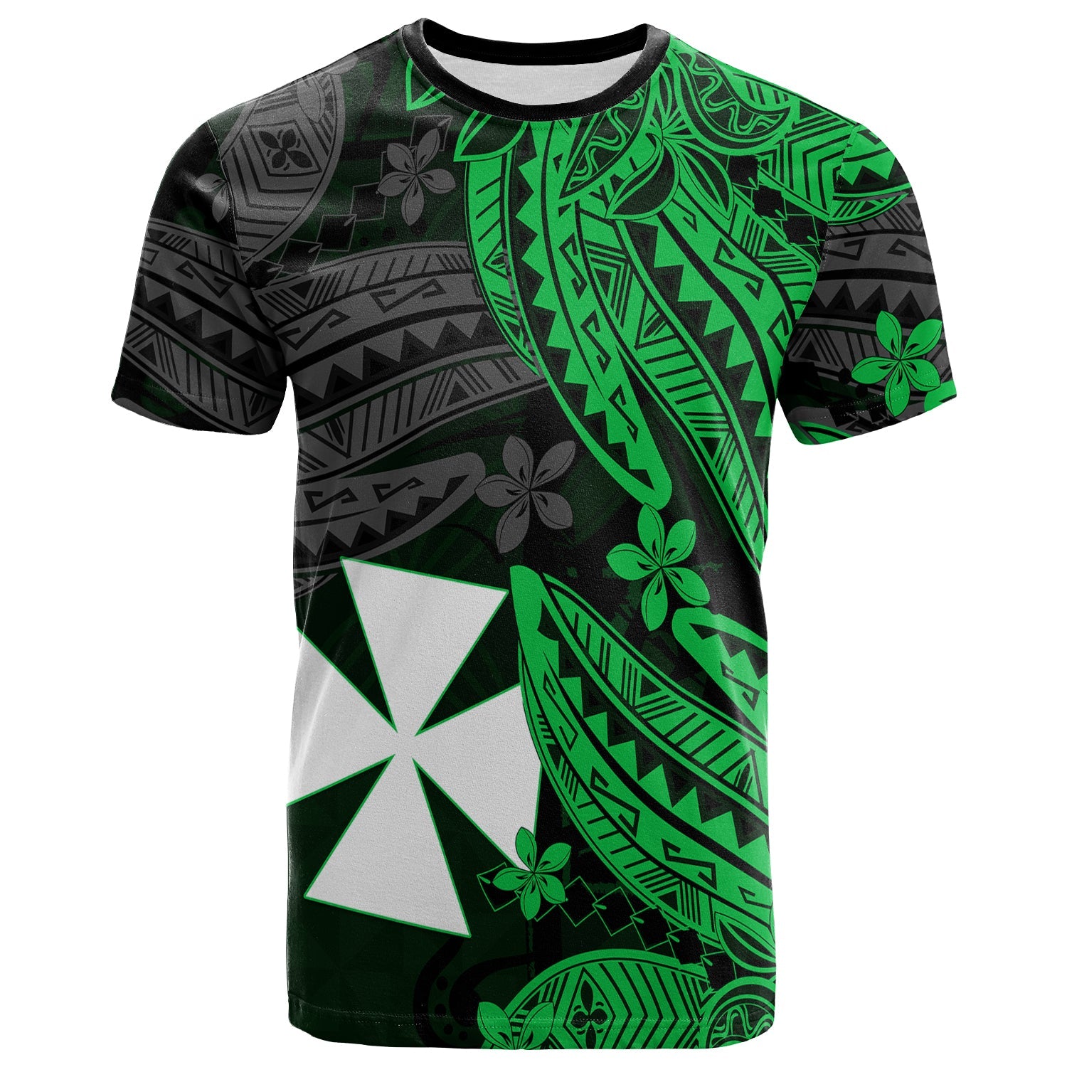 Wallis and Futuna T Shirt Enjoy Polynesian Flowers Version Green