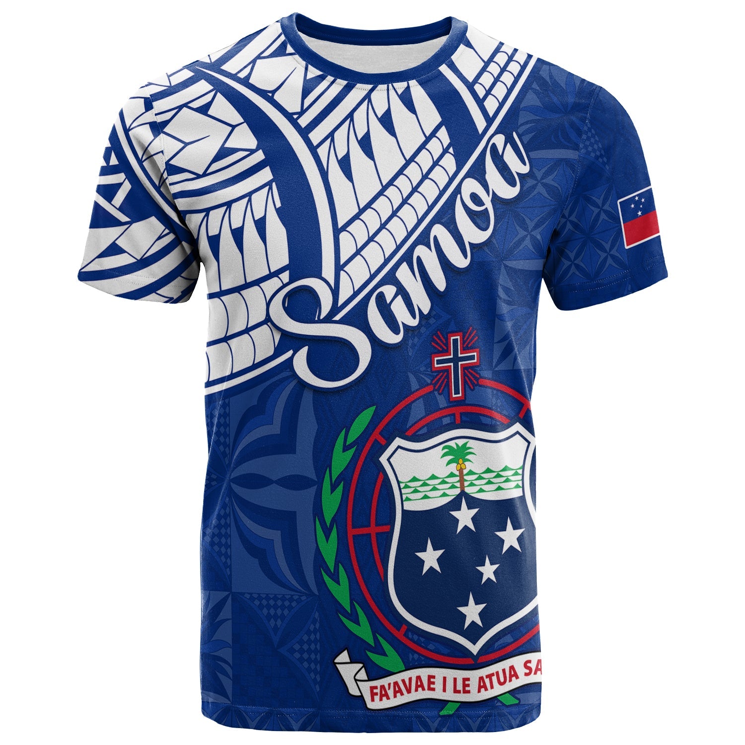 Samoa Siapo T Shirt Sporty Mix Barkcloth Panel