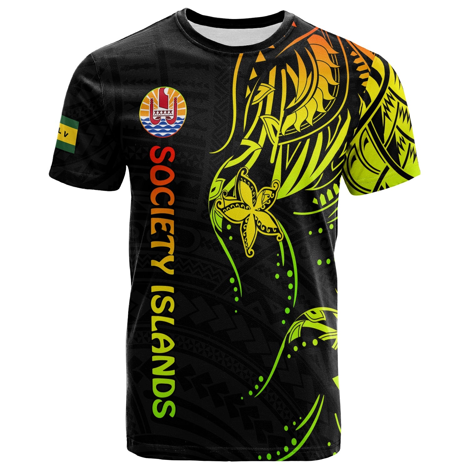 Society Islands T Shirt Mix Pattern Leeward Islands French Polynesia