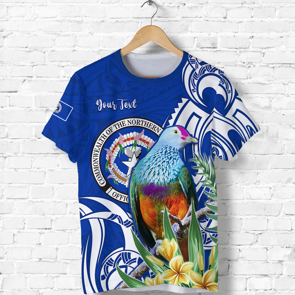 (Custom Personalised) Northern Mariana Islands T Shirt Mariana Fruit Dove Mix Frangipani Flowers