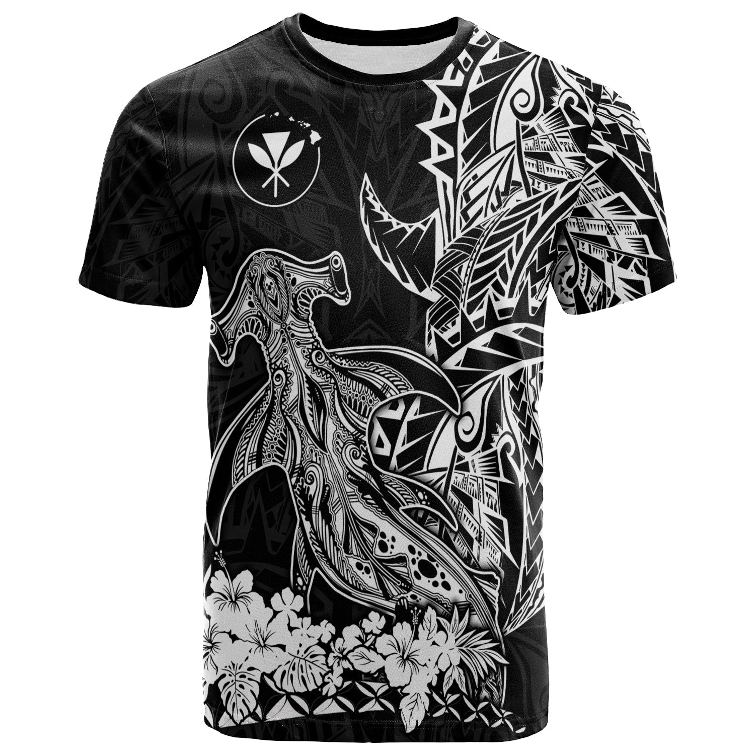 Hawaii Polynesian T Shirt Wild Hammerhead Sharks