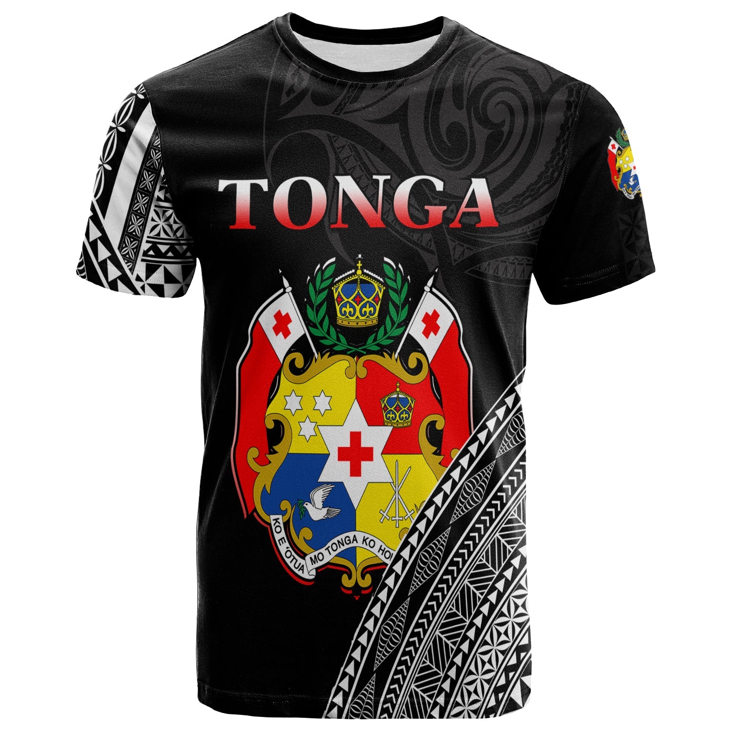 Tonga T Shirt Tongan Pattern Blithesome Version Black
