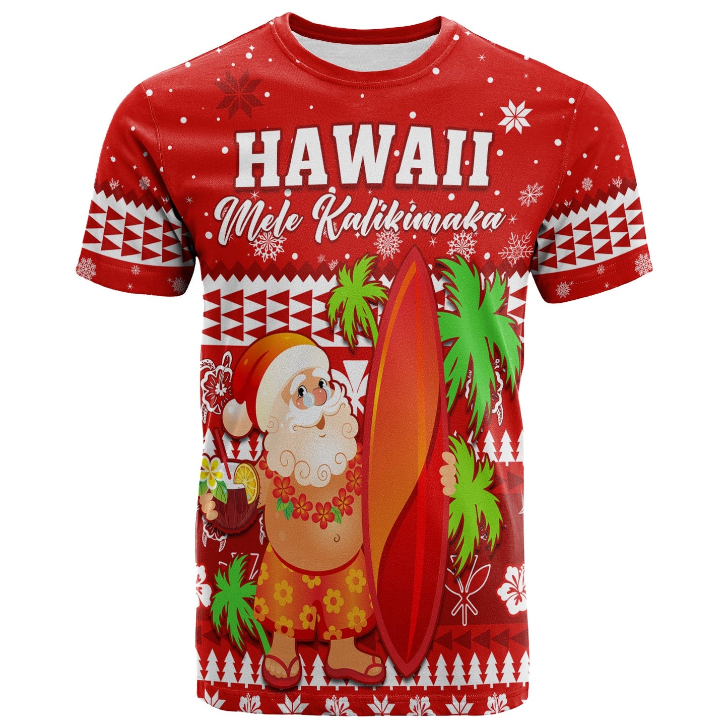 Mele Kalikimaka T Shirt Santa Claus Hawaii Christmas