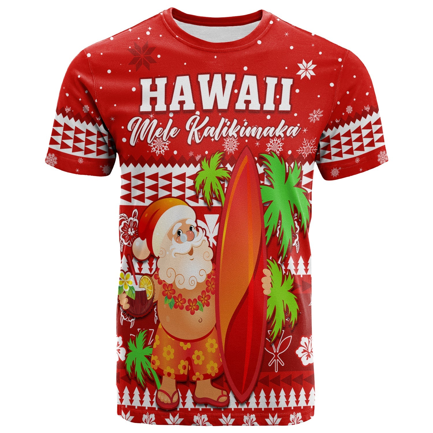 Mele Kalikimaka T Shirt Santa Claus Hawaii Christmas