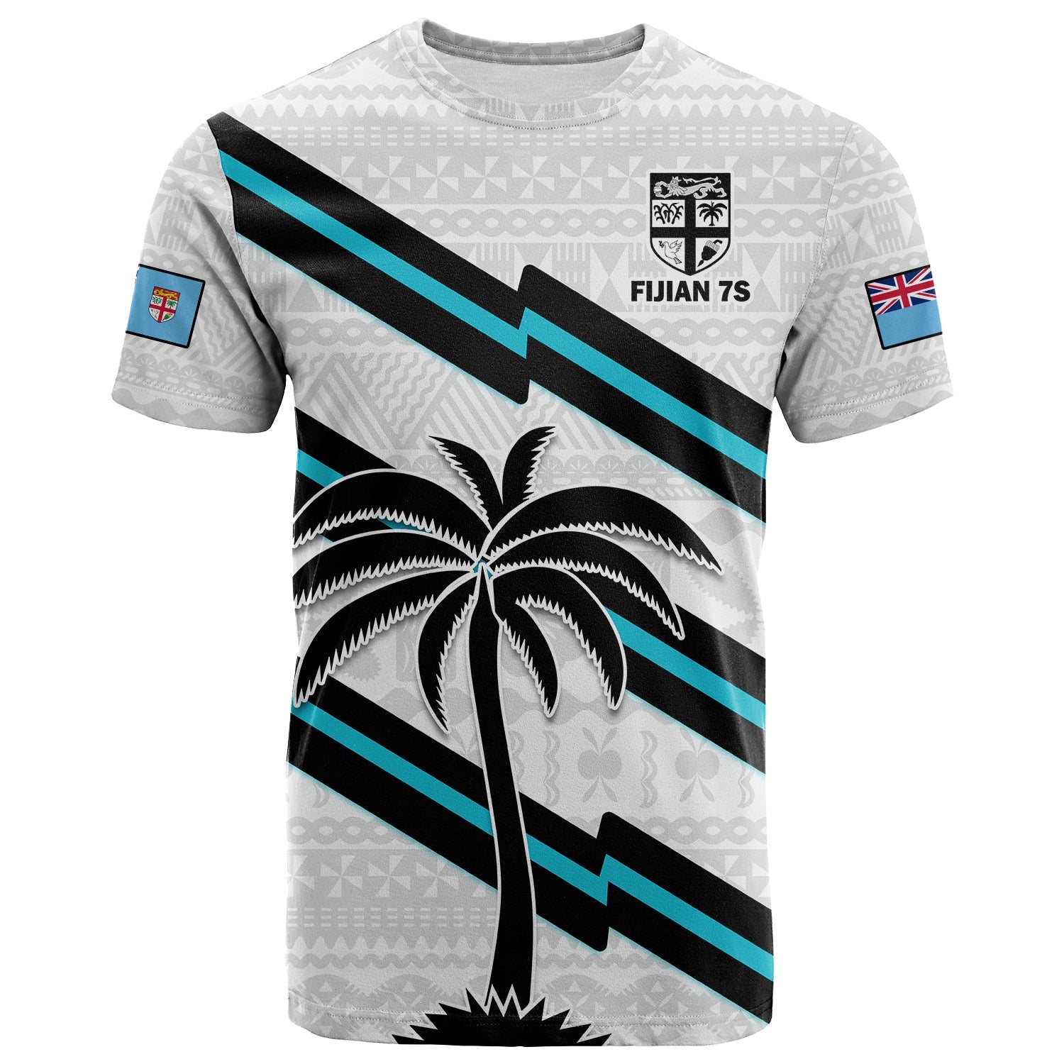Fiji Rugby Tapa Pattern Fijian 7s White T Shirt