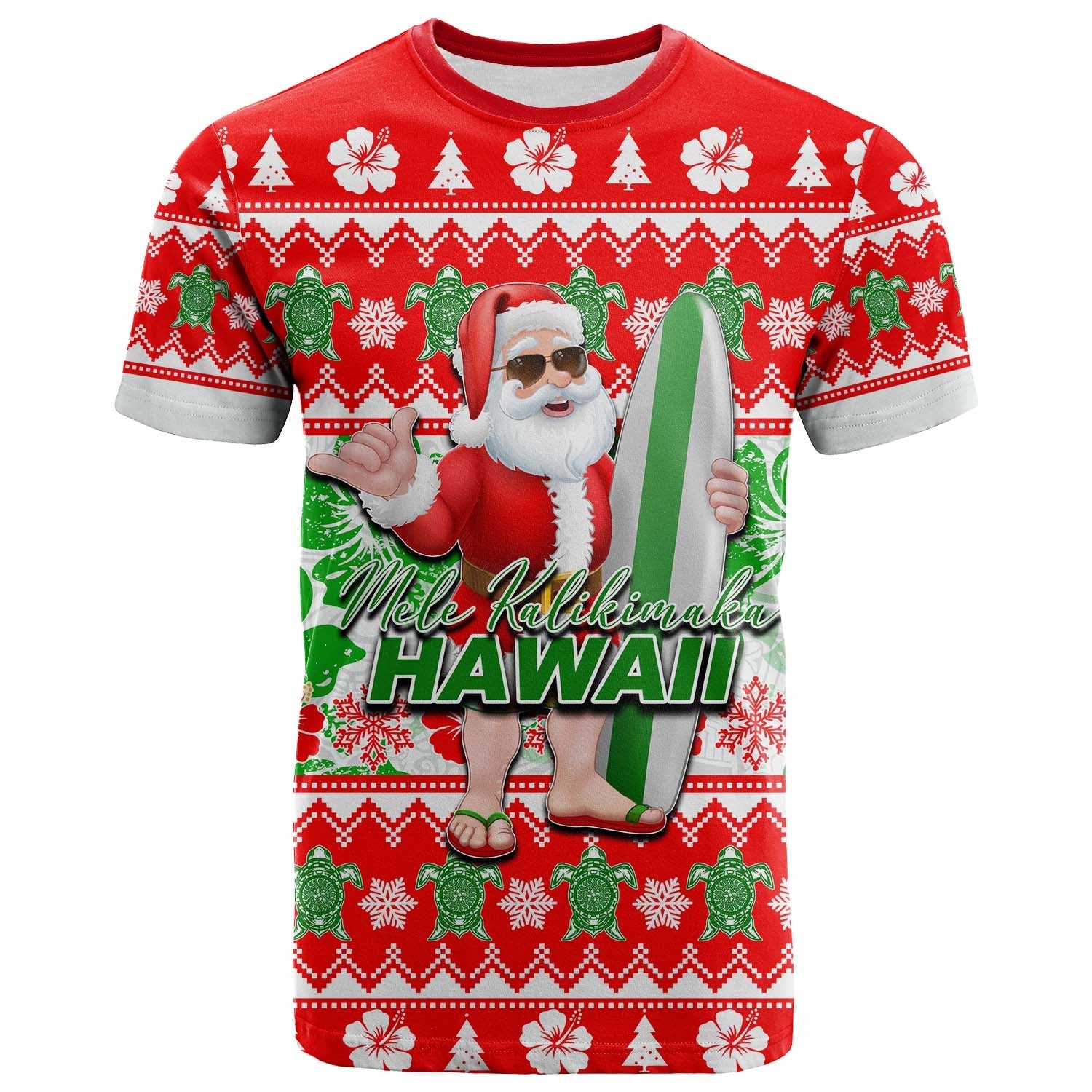 Hawaii Mele Kalikimaka Christmas T Shirt Cool Santa Claus
