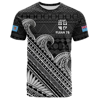 Fiji Sevens Rugby Fijian 7s Black Tapa Polynesian Art T Shirt