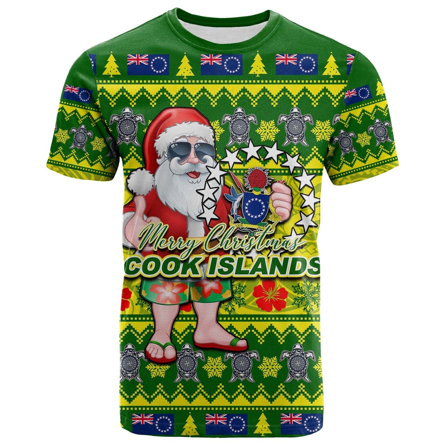 Cook Islands Christmas T Shirt Cool Santa Claus