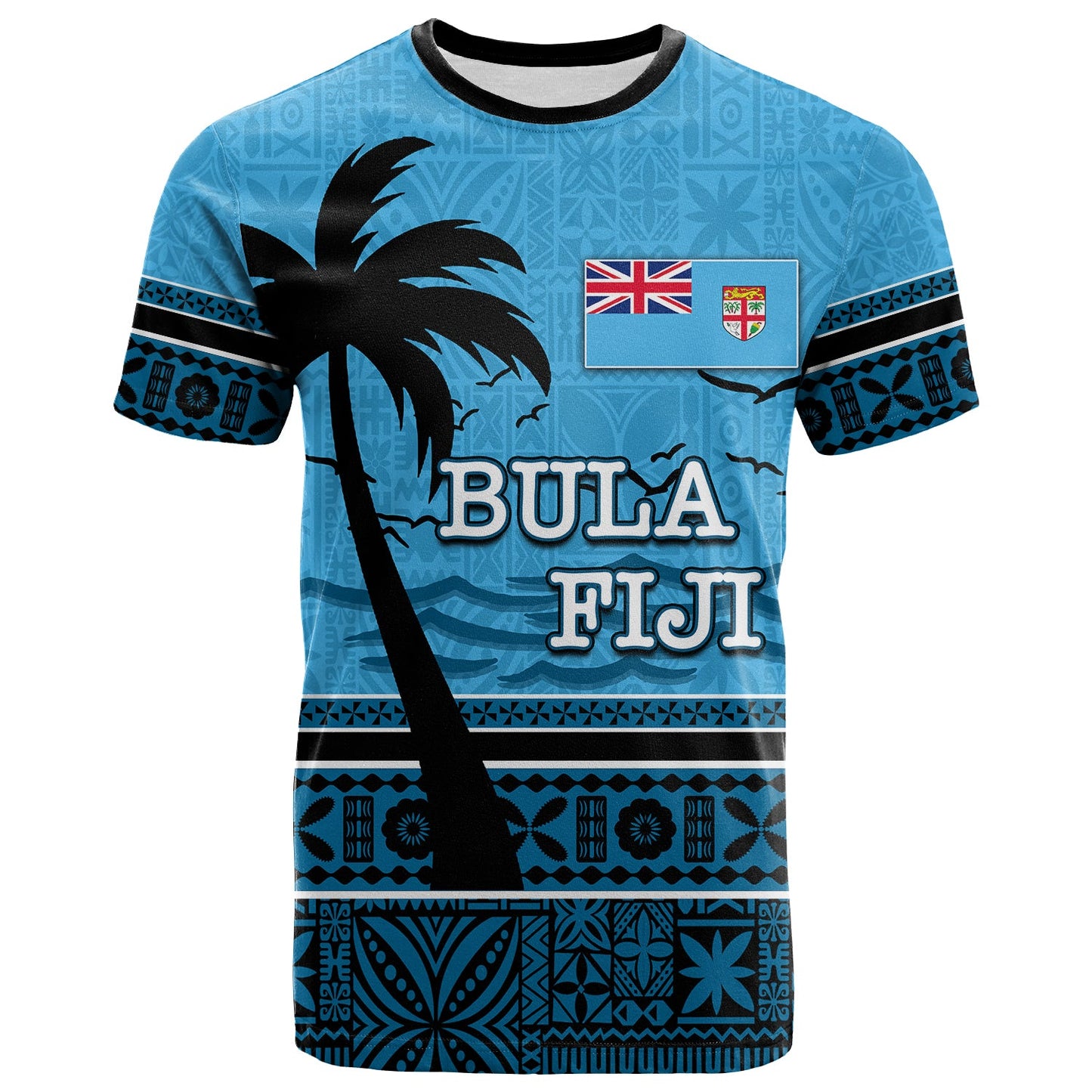 Bula Fiji T Shirt Tapa Blue Unisex Printed Shirt