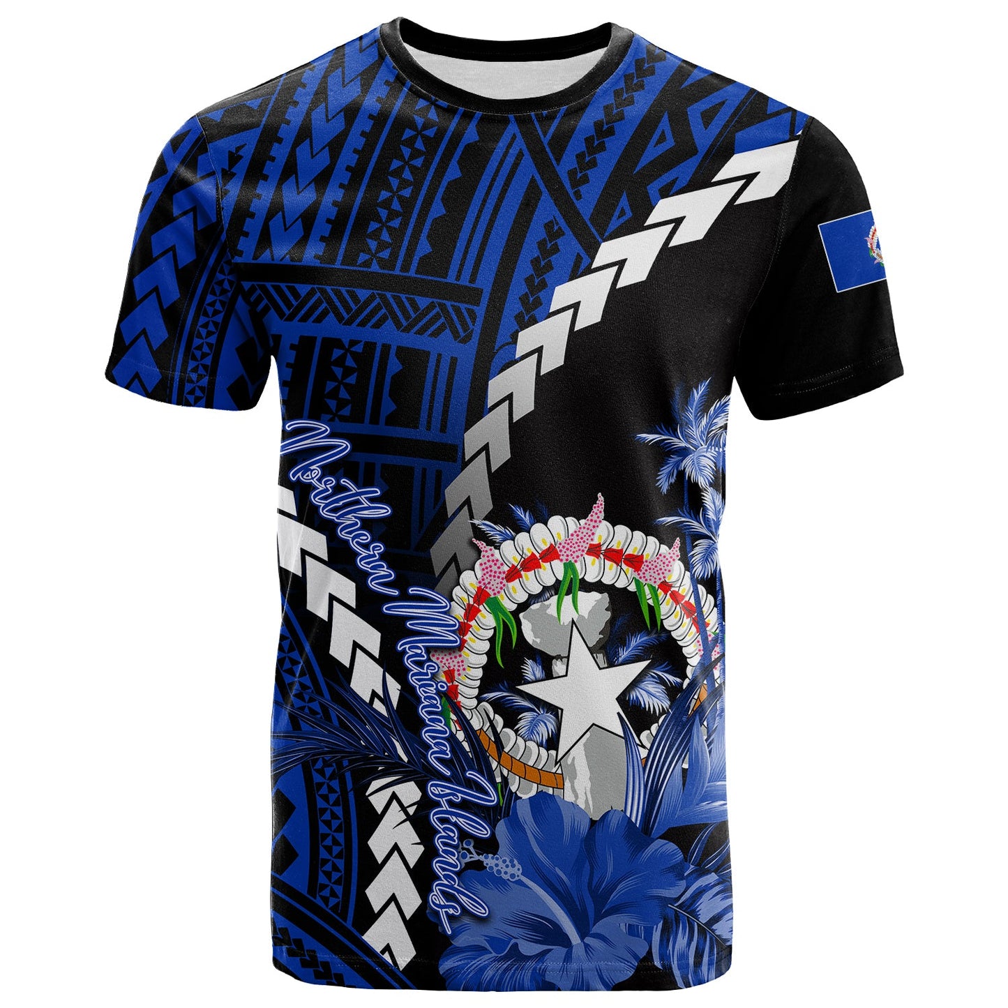 Northern Mariana Islands T Shirt Polynesian Style Blue Color Shirt