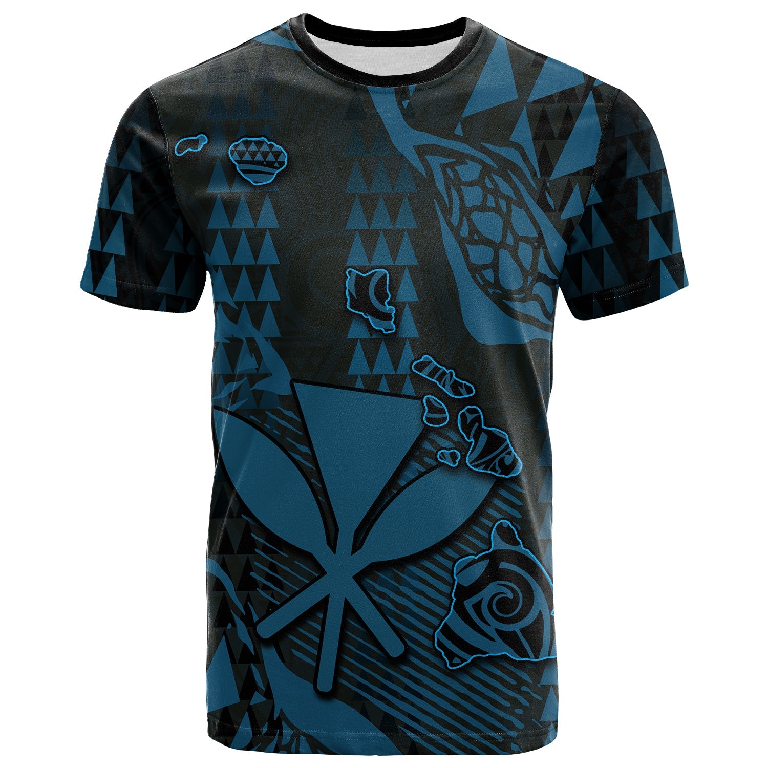 Hawaii Kanaka Map T Shirt Blue Style