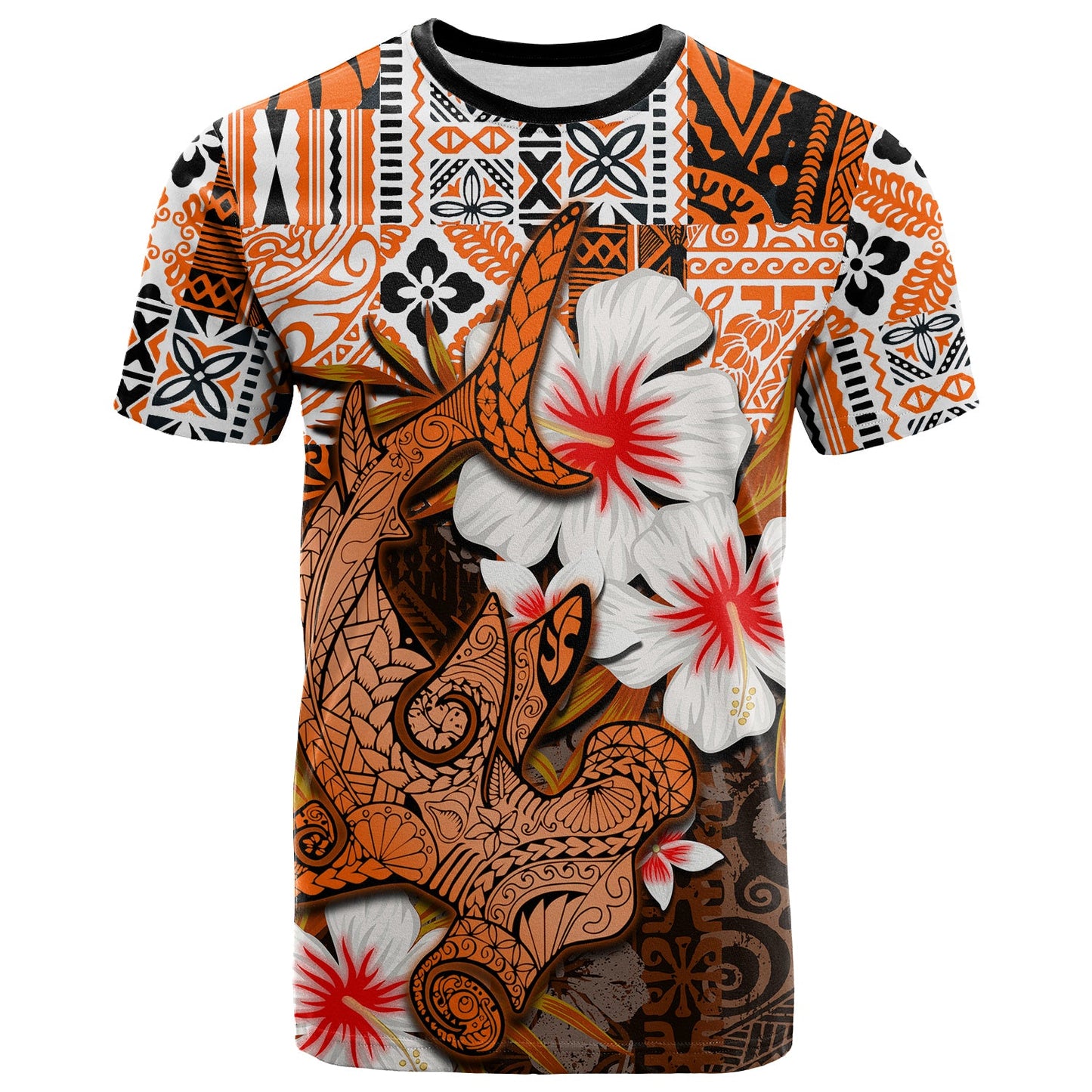 Hammerhead shark T Shirt Hawaii Style Orange