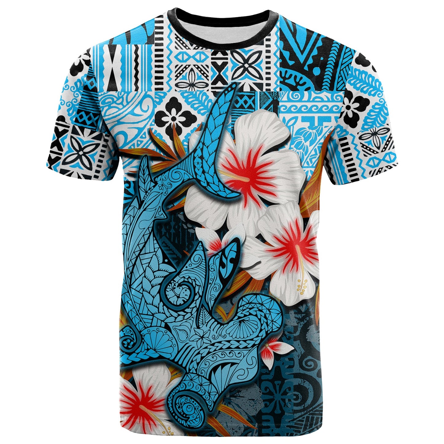 Hammerhead shark T Shirt Hawaii Style Blue