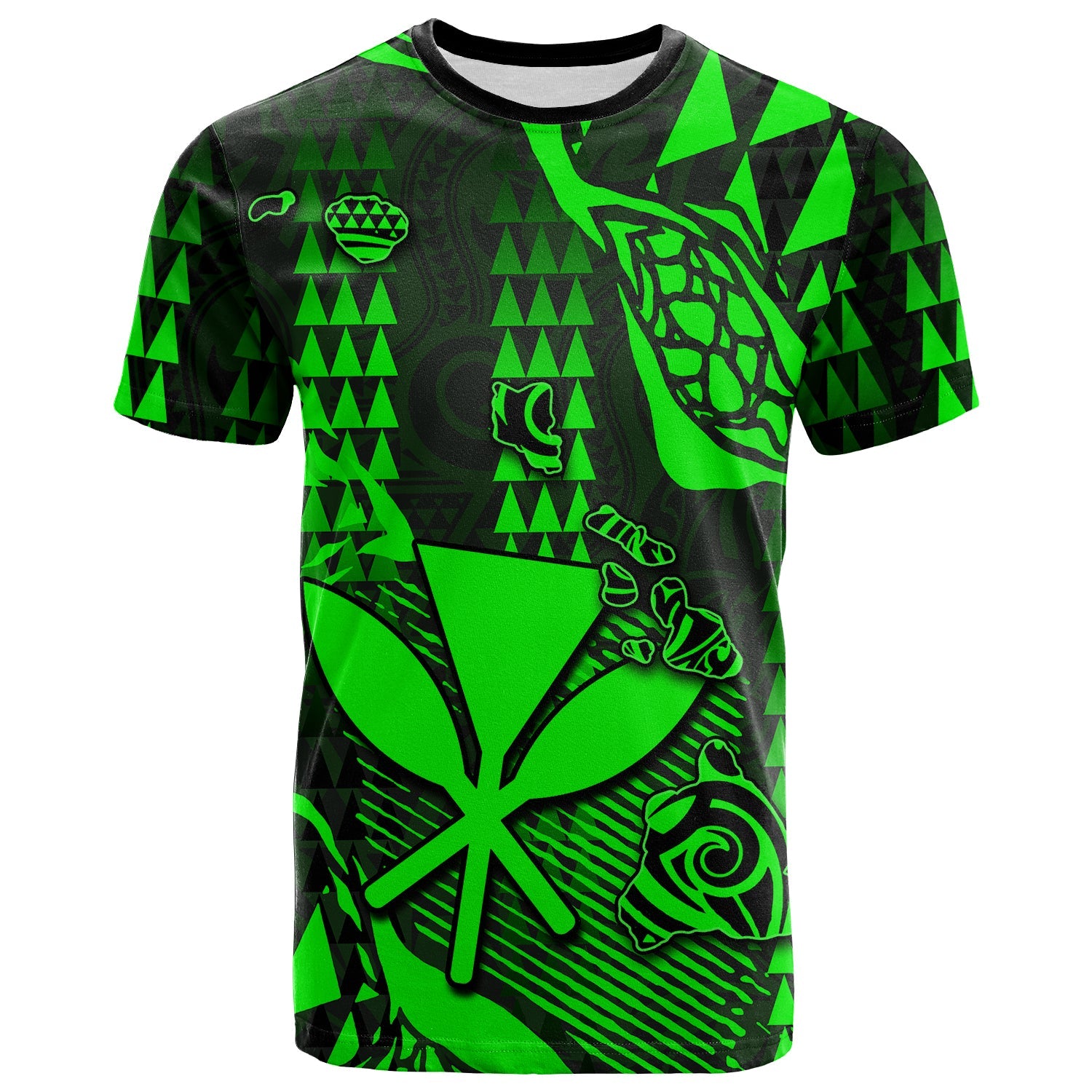 Hawaii Kanaka Map T Shirt Green Style