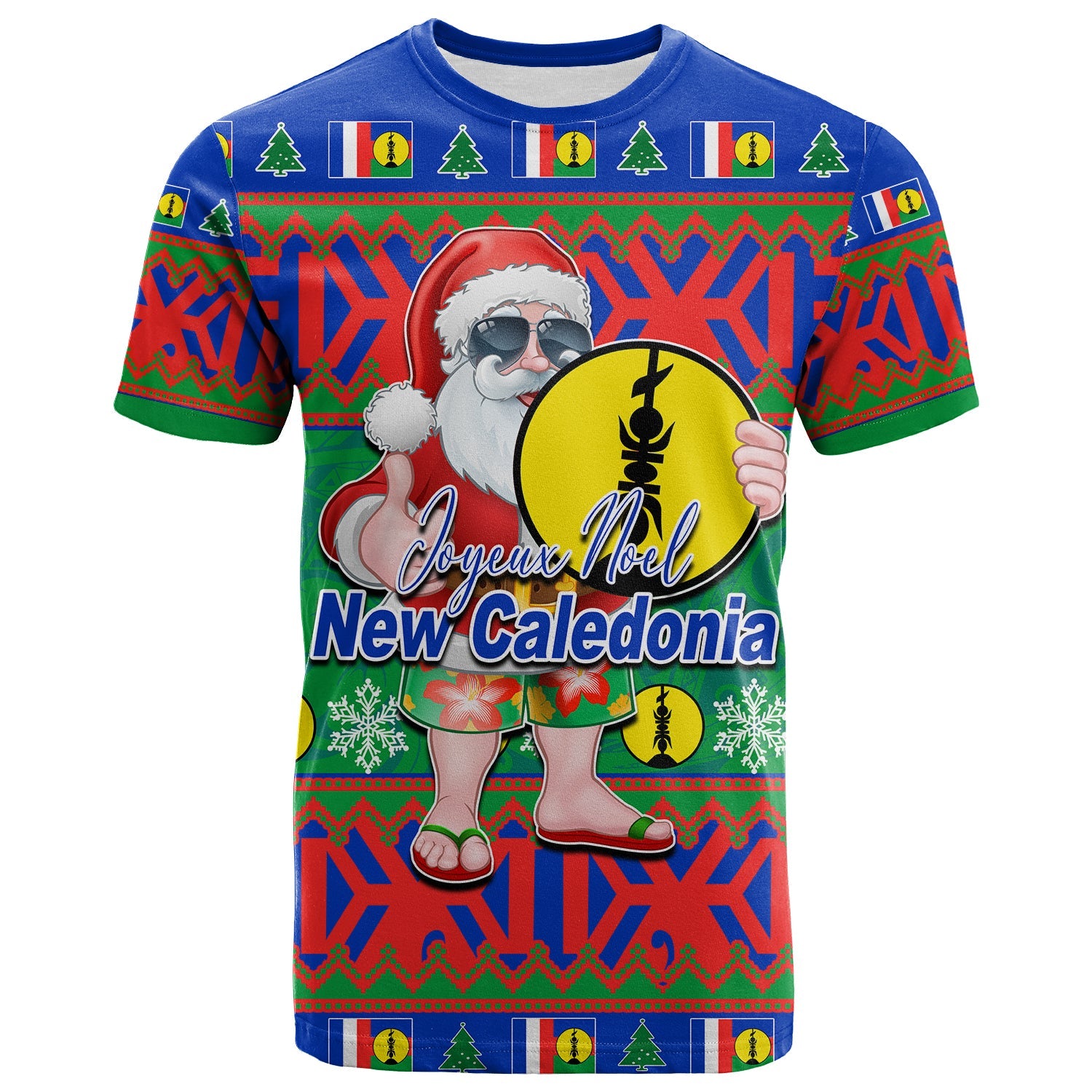 New Caledonia Christmas T Shirt Cool Santa Claus