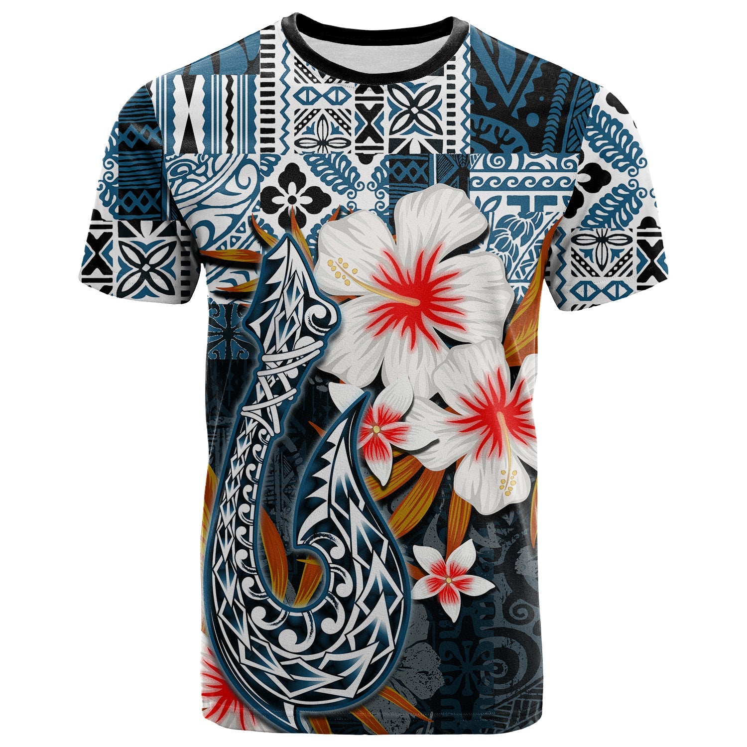 Hawaii Fish Hook T Shirt Blue Style