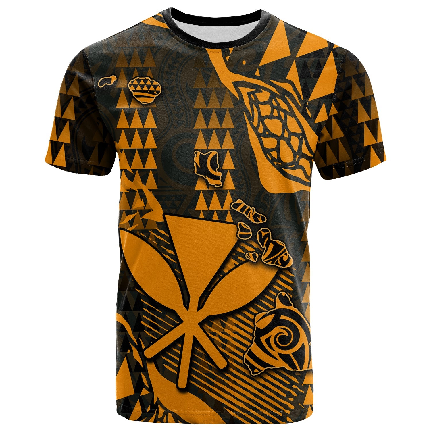 Hawaii Kanaka Map T Shirt Orange Style Hawaii State Us Shirt